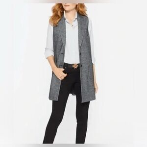 J. Mclaughlin Cate Wool Blend Tunic Black White Houndstooth Vest Classic